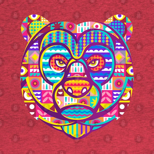 Bear Face Colorful by Mako Design 